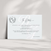 Crest Wedding Monogram zwart-wit QR details Informatiekaartje