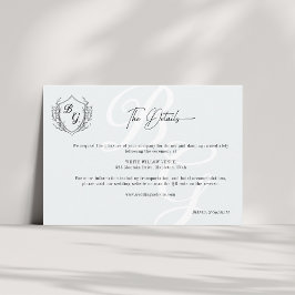 Crest Wedding Monogram zwart-wit QR details Informatiekaartje