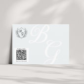 Crest Wedding Monogram zwart-wit QR details Informatiekaartje