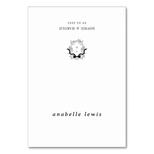 Crest Wedding Place Card met bewerkbare gastennaam Kaart