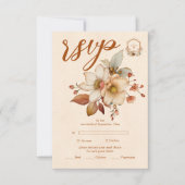 Crest Western Land Boheemse Bloemen Bruiloft RSVP Kaartje (Voorkant)