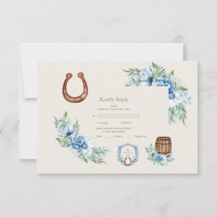 Crest Western Land Boheemse Bloemen Bruiloft RSVP Kaartje