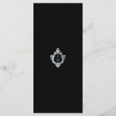 Crest Zwart Elegant  Grijs Monogram Huwelijk Menu (Achterkant)