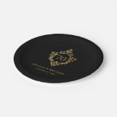  Crest Zwart Goud Elegant Man 70e Verjaardag Papieren Bordje (Gekanteld)