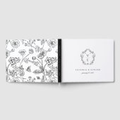 Crest Zwart Monogram Bruiloft Gastenboek (Volledig)