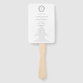  Crest zwart monogram bruiloft programma Handwaaier (Voorkant)