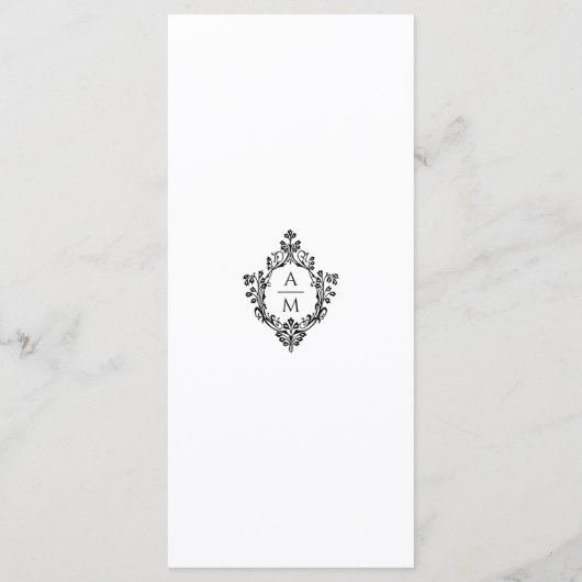 Crest zwart-wit bruiloft Monogram Menu (Achterkant)