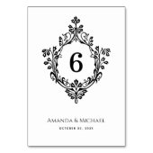 Crest Zwart & Wit   Elegant Huwelijk Kaart (Voorkant)