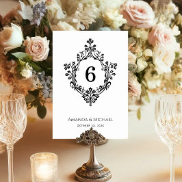 Crest Zwart & Wit   Elegant Huwelijk Kaart