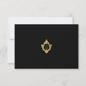 Crest Zwarte Nep Goud Elegante Trouw Monogram RSVP Kaartje (Achterkant)