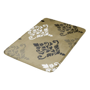 Cresta Damask Art I Zwart Wit Bronzen Goud Badmat