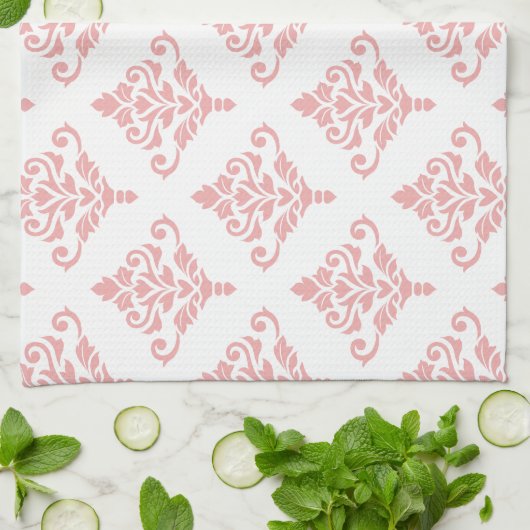 Cresta Damask Pattern (B) Roze Theedoek (Gevouwen)