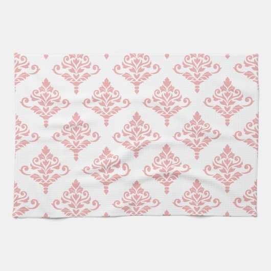 Cresta Damask Pattern (B) Roze Theedoek (Horizontaal)