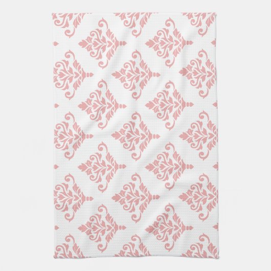 Cresta Damask Pattern (B) Roze Theedoek (Verticaal)