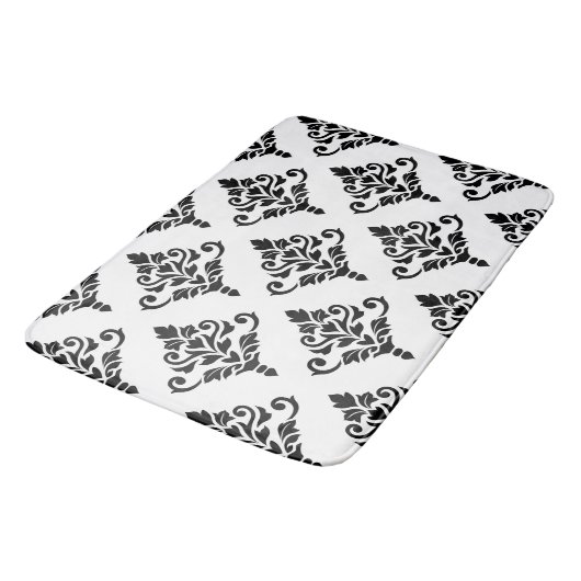 Cresta Damask Pattern (B) Zwart Badmat (Gekanteld)