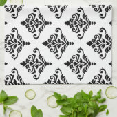 Cresta Damask Pattern (B) Zwart Theedoek (Gevouwen)