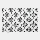 Cresta Damask Pattern (B) Zwart Theedoek (Horizontaal)