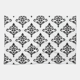 Cresta Damask Pattern (B) Zwart Theedoek