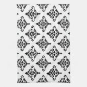 Cresta Damask Pattern (B) Zwart Theedoek (Verticaal)
