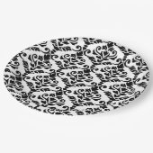 Cresta Damask Pattern Black op White Papieren Bordje (Gekanteld)