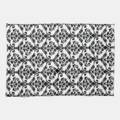 Cresta Damask - Verticaal patroon zwart op wit Theedoek (Horizontaal)