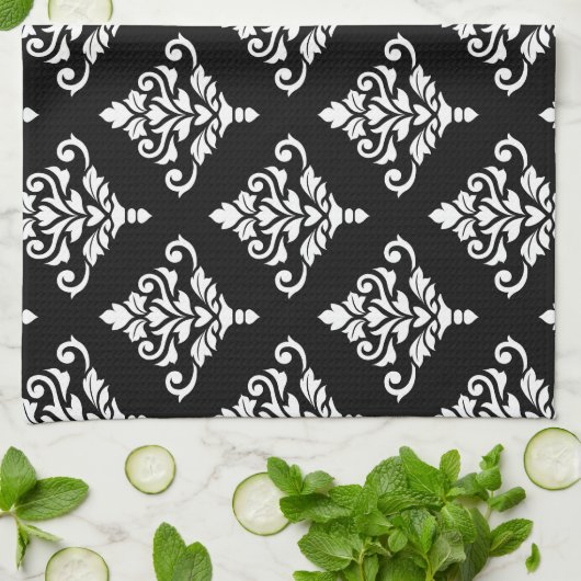 Cresta Damast Patroon (B) Wit Theedoek (Gevouwen)