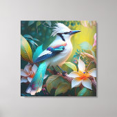 Crested Blauwgroen gevleugelde Jay Canvas Afdruk (Voorkant)