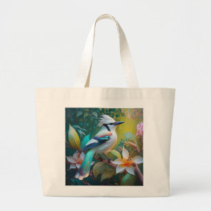 Crested Blauwgroen gevleugelde Jay Grote Tote Bag