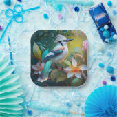 Crested Blauwgroen gevleugelde Jay Papieren Bordje (Feest)