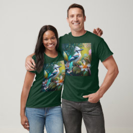 Crested Blauwgroen gevleugelde Jay T-shirt