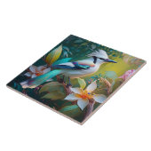 Crested Blauwgroen gevleugelde Jay Tegeltje (Zijkant)