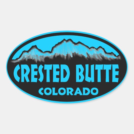 Crested Butte Colorado blauwe ovale stickers (Voorkant)