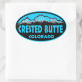 Crested Butte Colorado blauwe ovale stickers (Tas)