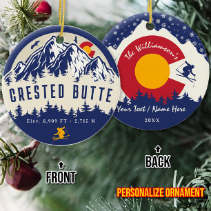 Crested Butte Colorado Flag Mountain Ski Souvenir Keramisch Ornament