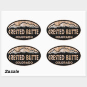Crested Butte Colorado houten teken ovale stickers (Vel)