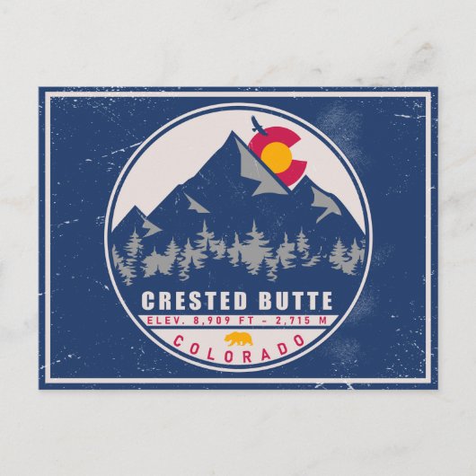 Crested Butte Colorado Retro Sunset Souvenirs Briefkaart (Voorkant)