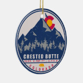 Crested Butte Colorado Retro Sunset Souvenirs Keramisch Ornament (Rechts)