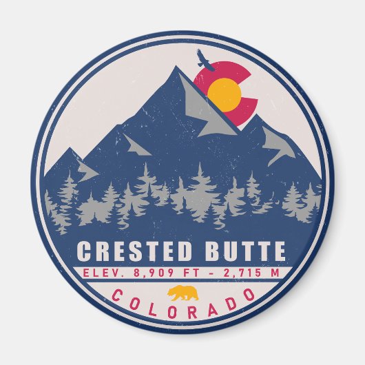 Crested Butte Colorado Retro Sunset Souvenirs Magneet (Voorkant)