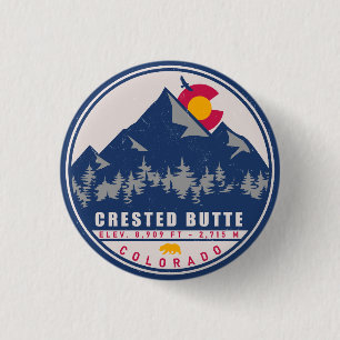 Crested Butte Colorado Retro Sunset Souvenirs Ronde Button 3,2 Cm