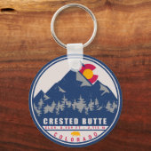 Crested Butte Colorado Retro Sunset Souvenirs Sleutelhanger (Achterkant)