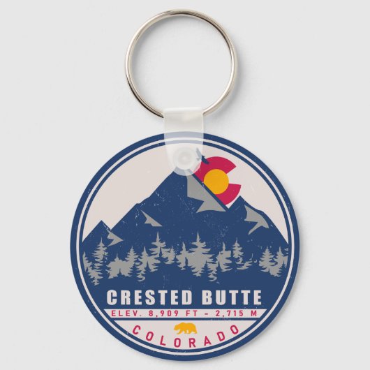 Crested Butte Colorado Retro Sunset Souvenirs Sleutelhanger (Achterkant)
