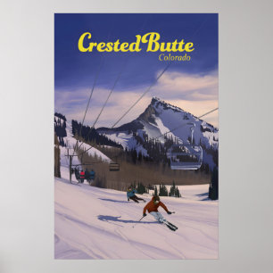 Crested Butte Colorado Skigebied Reisposter Poster