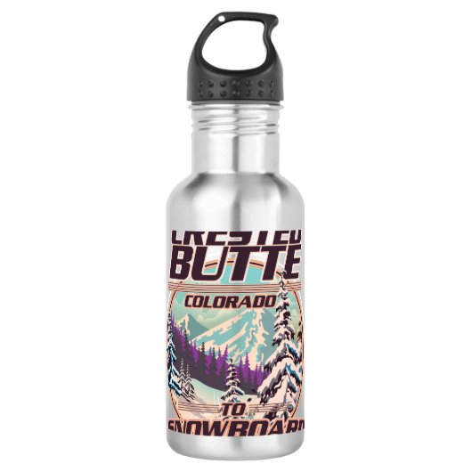 Crested Butte Colorado Snowboarden logo Waterfles (Voorkant)