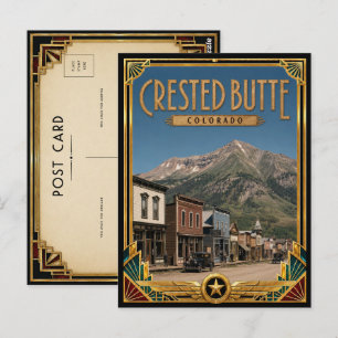 Crested Butte Colorado Vintage Art Deco Gouden Tij Briefkaart
