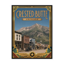 Crested Butte Colorado Vintage Art Deco Gouden Tij