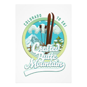 Crested Butte Mountain Colorado Ski logo Foto Afdruk