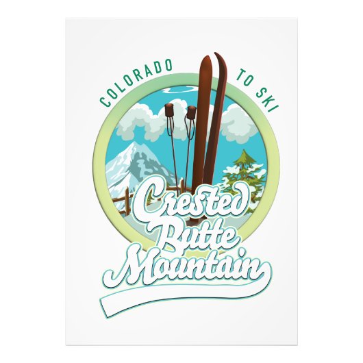 Crested Butte Mountain Colorado Ski logo Foto Afdruk (Voorkant)