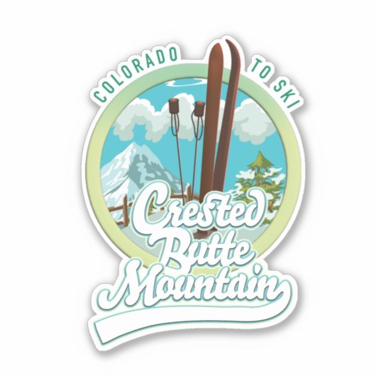 Crested Butte Mountain Colorado Ski logo Sticker (Voorkant)