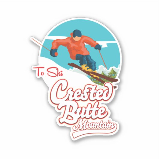 Crested Butte om te skiën Sticker (Voorkant)