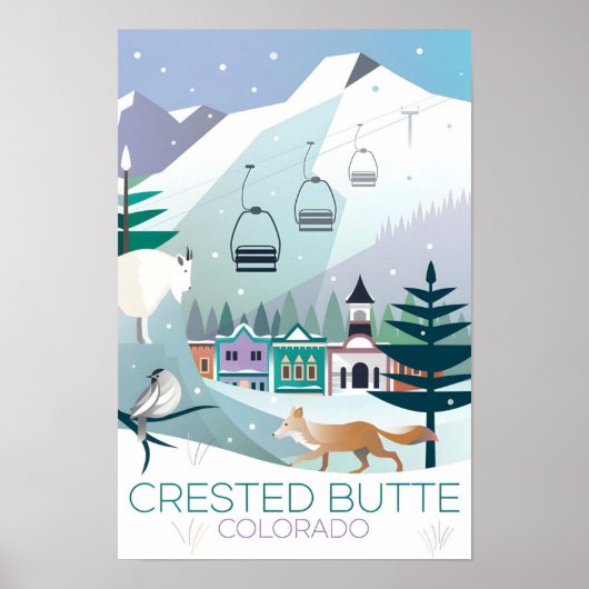 Crested Butte Winter Afdruk Poster (Voorkant)